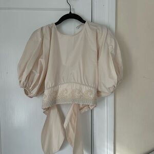 JOHANNA ORTIZ blouse 
open back with tie 
size small